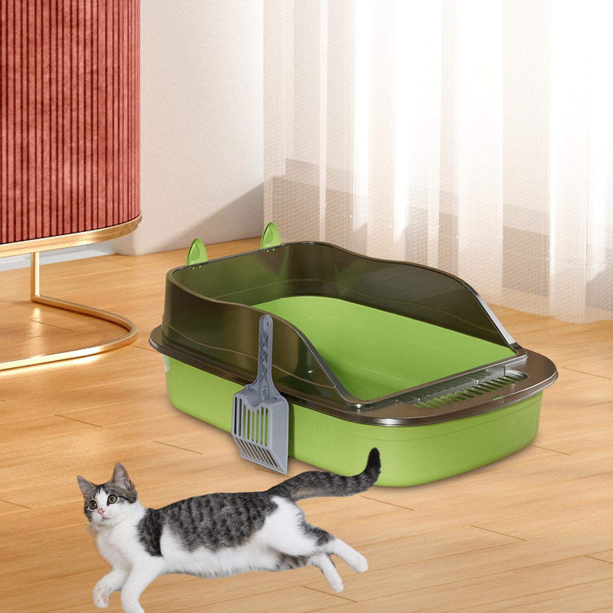 Green Semi Closed Sifting Cat Litter Box E83854