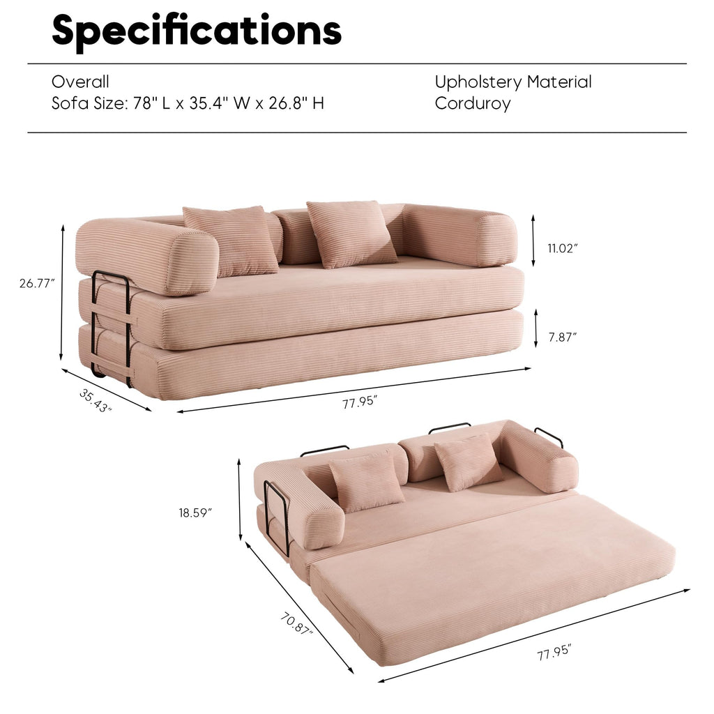 Pink Convertible Floor Sofa Bed J381596