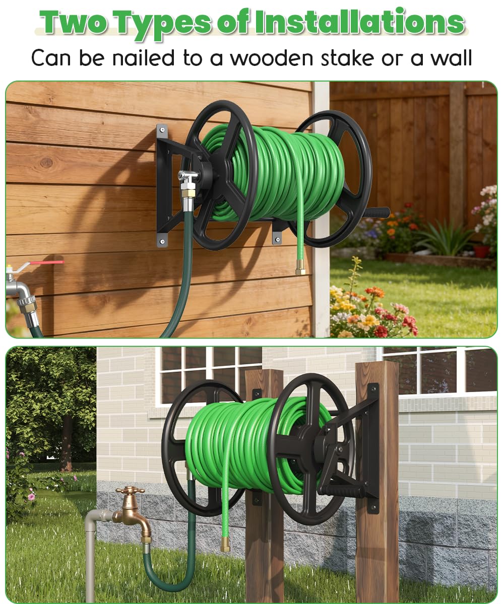 Wall Mounted Garden Hose Reel with Leader Hose F496251