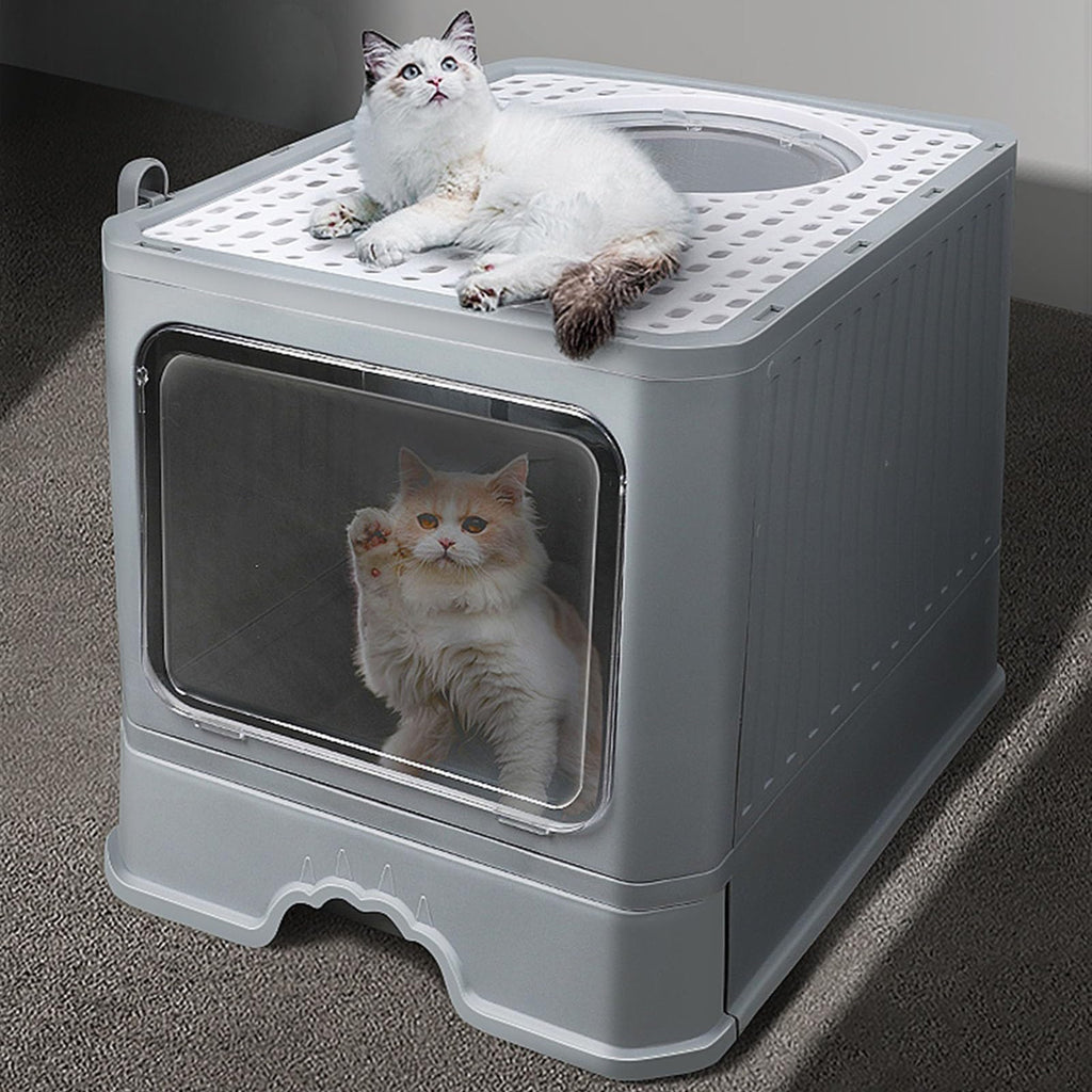 Foldable Enclosed Cat Litter Box with Lid J6284