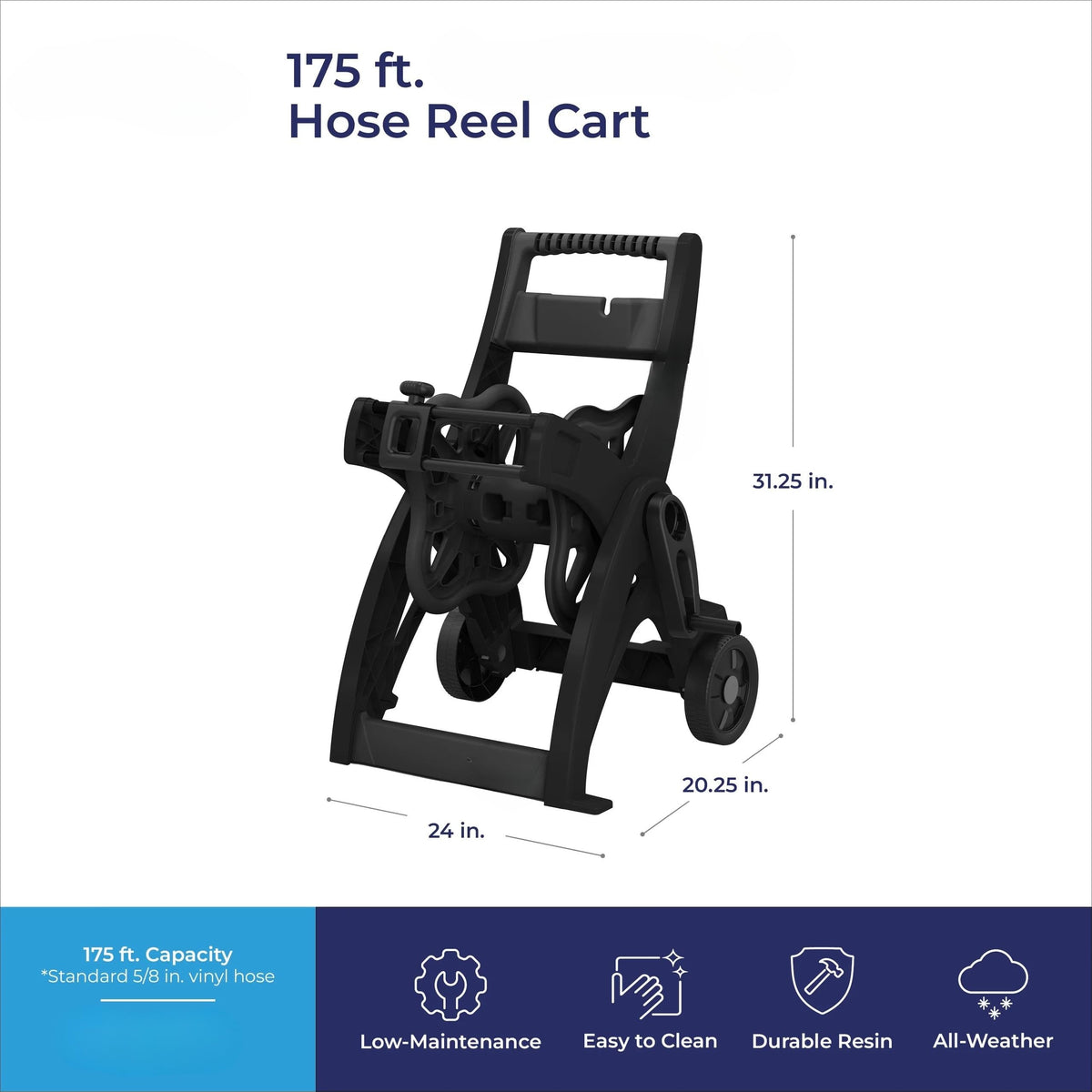 175-inch Wheeled Garden Hose Reel Cart R909