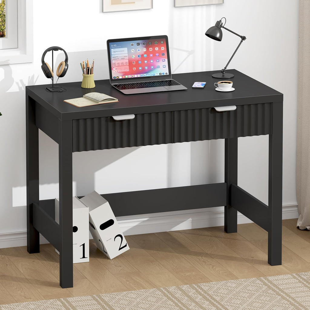 32 Inch Fluted Computer Desk with 2 Drawers K385208