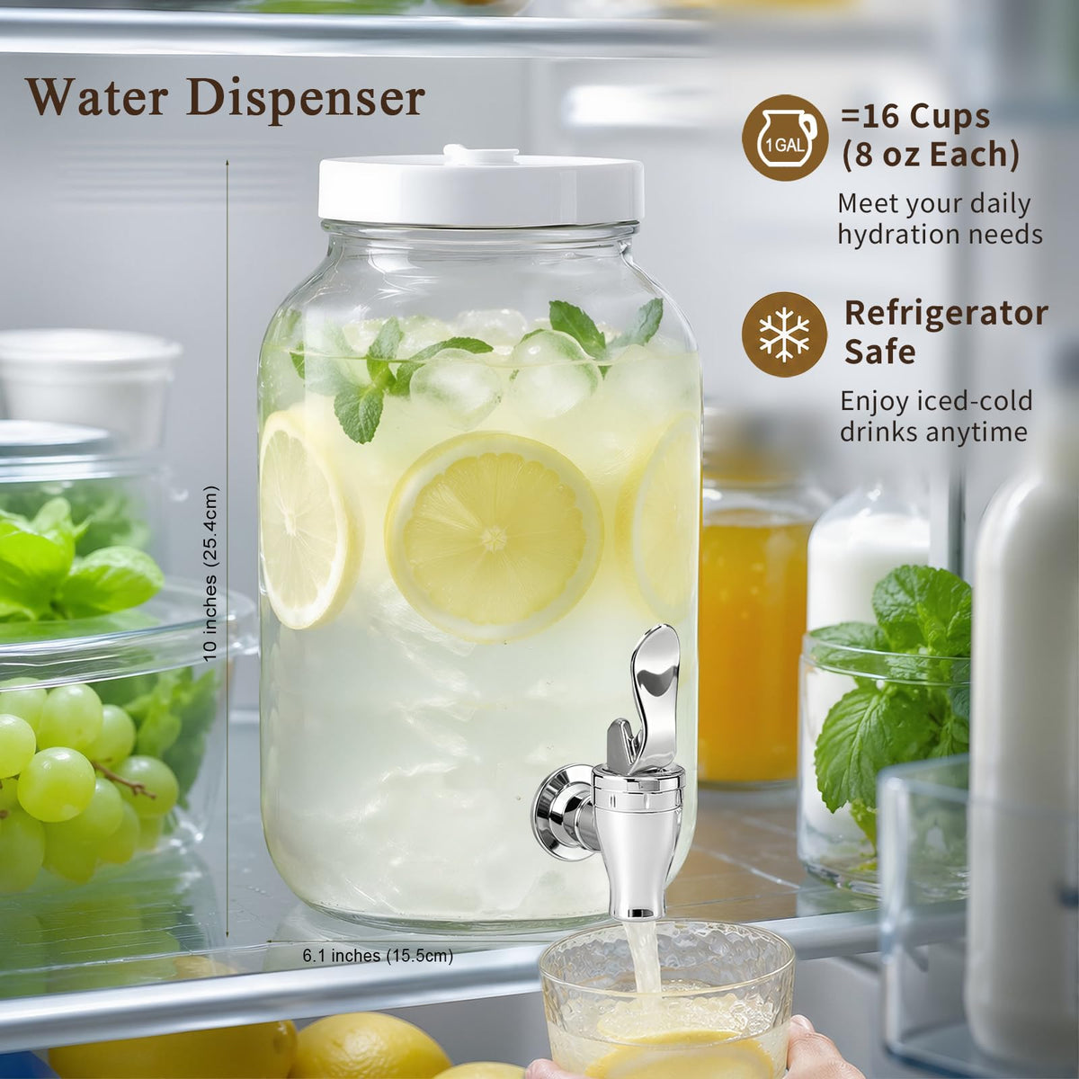 1 Gallon Glass Drink Dispensers with Spigot (2 Pack) C678831