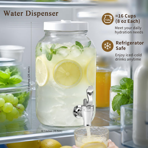 1 Gallon Glass Drink Dispensers with Spigot (2 Pack) C678831