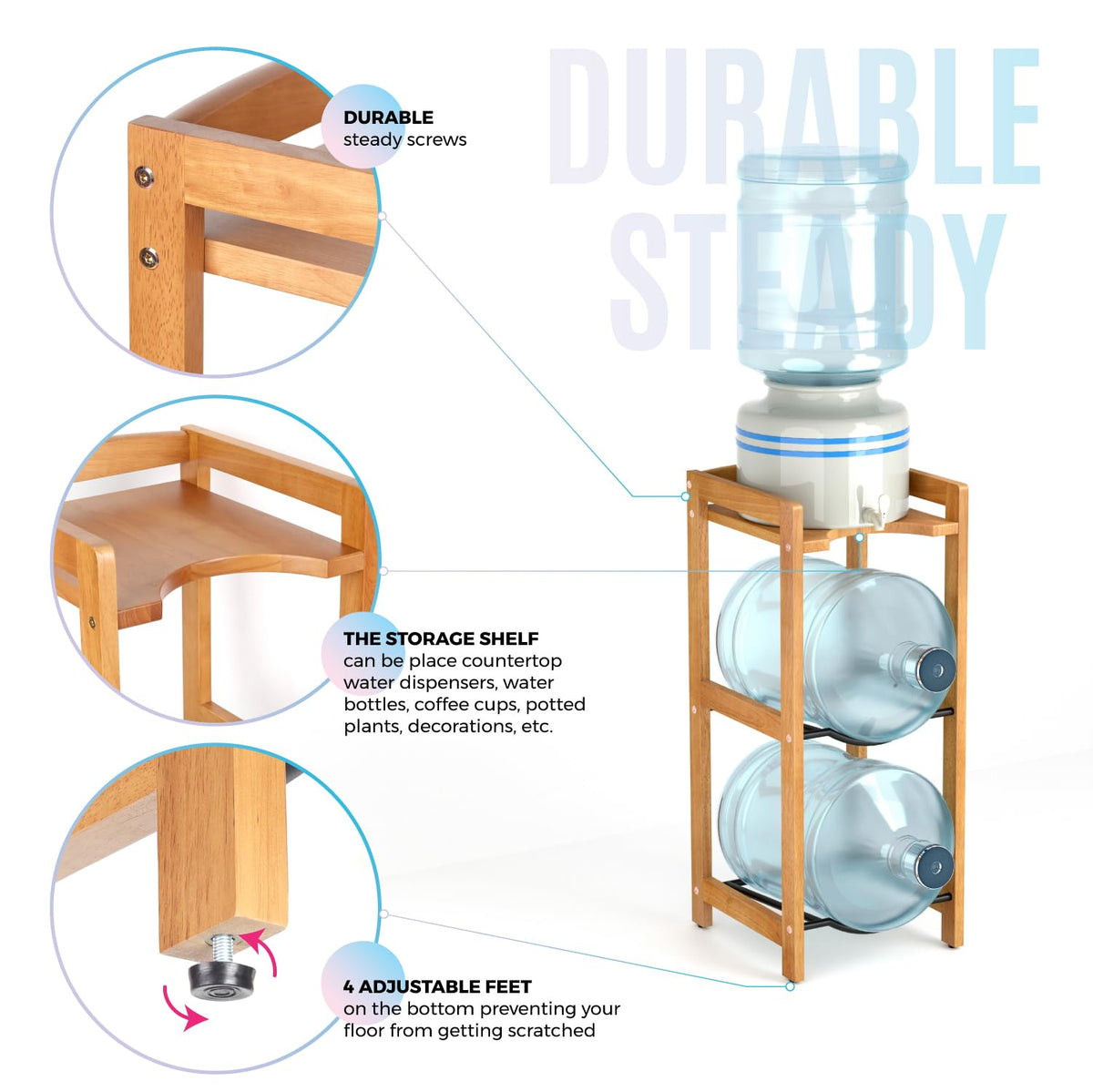 5 Gallon Water Jug Holder with Top Shelves X4004