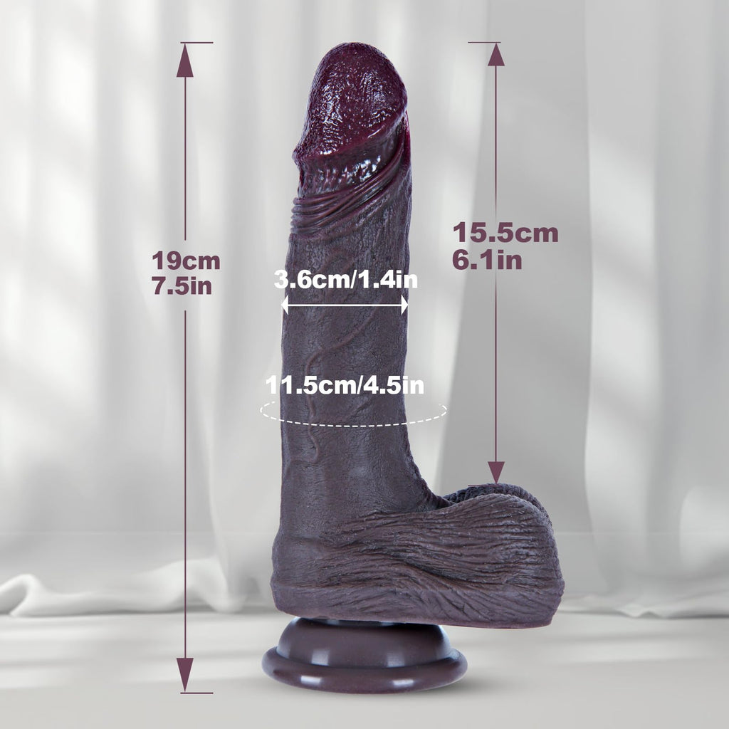 7.5" Black Silicone Dildo with Suction Cup H235918