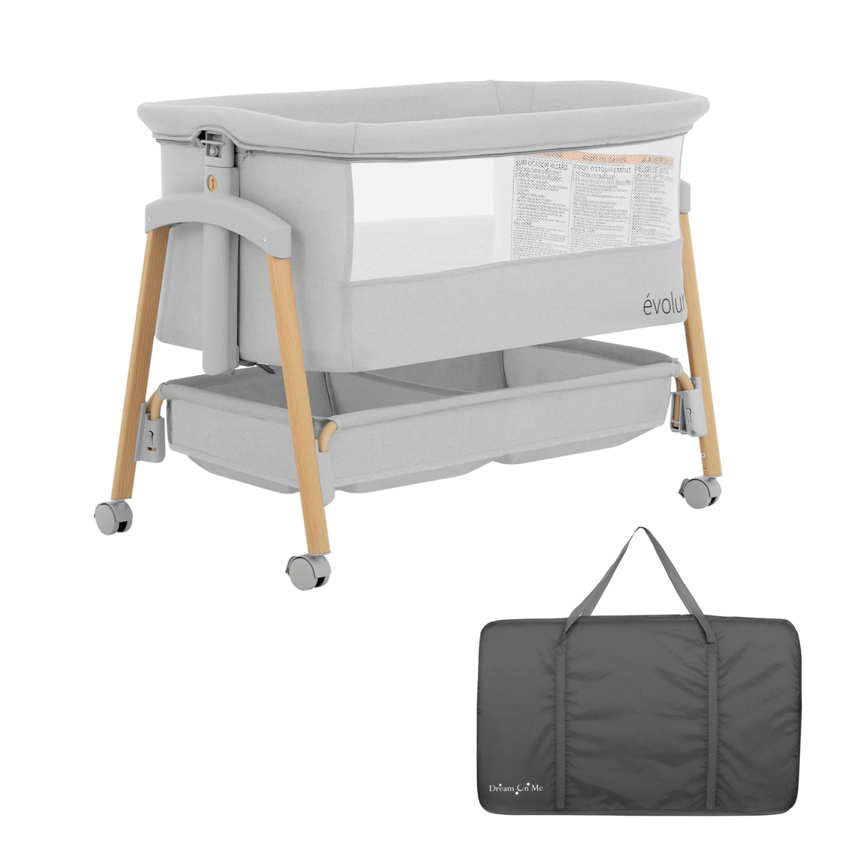 Portable Bassinet with Wheels and Storage Basket P674228