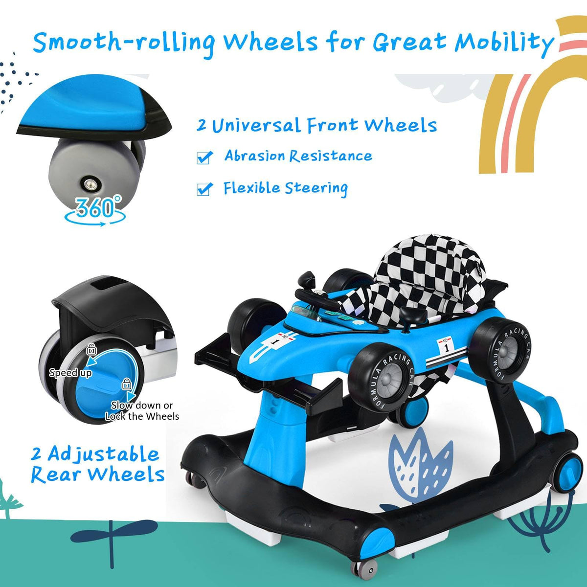 5-in-1 Foldable Baby Walker with Adjustable Height R769