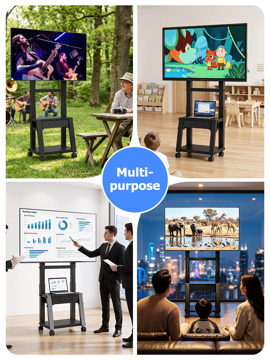 Mobile TV Cart with Storage Drawer for 32-75 inch TVs I7415