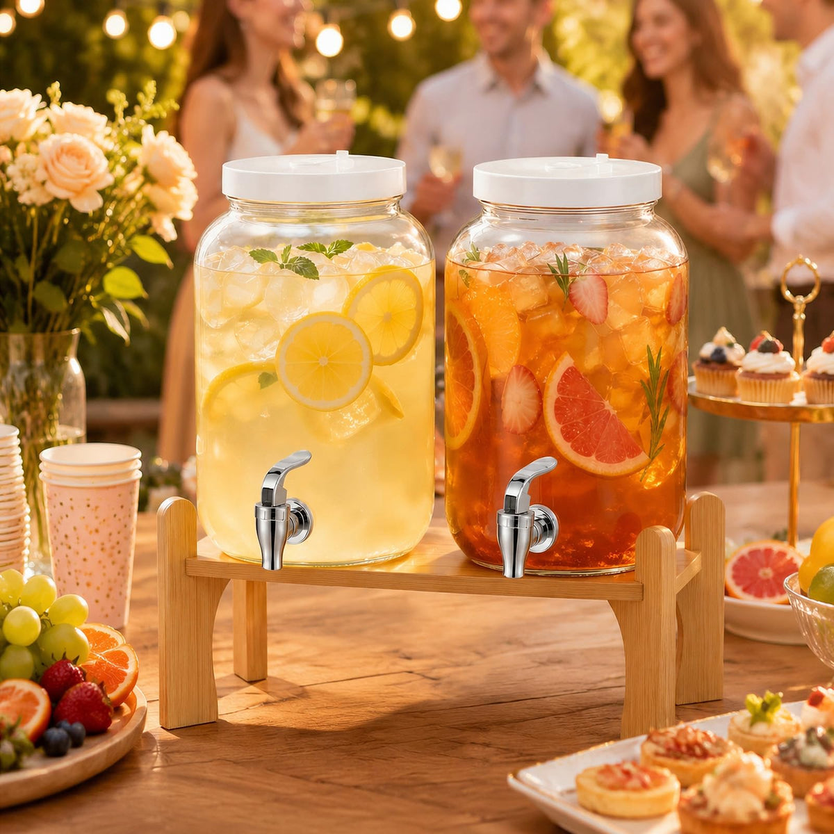 1 Gallon Glass Drink Dispensers with Spigot (2 Pack) C678831
