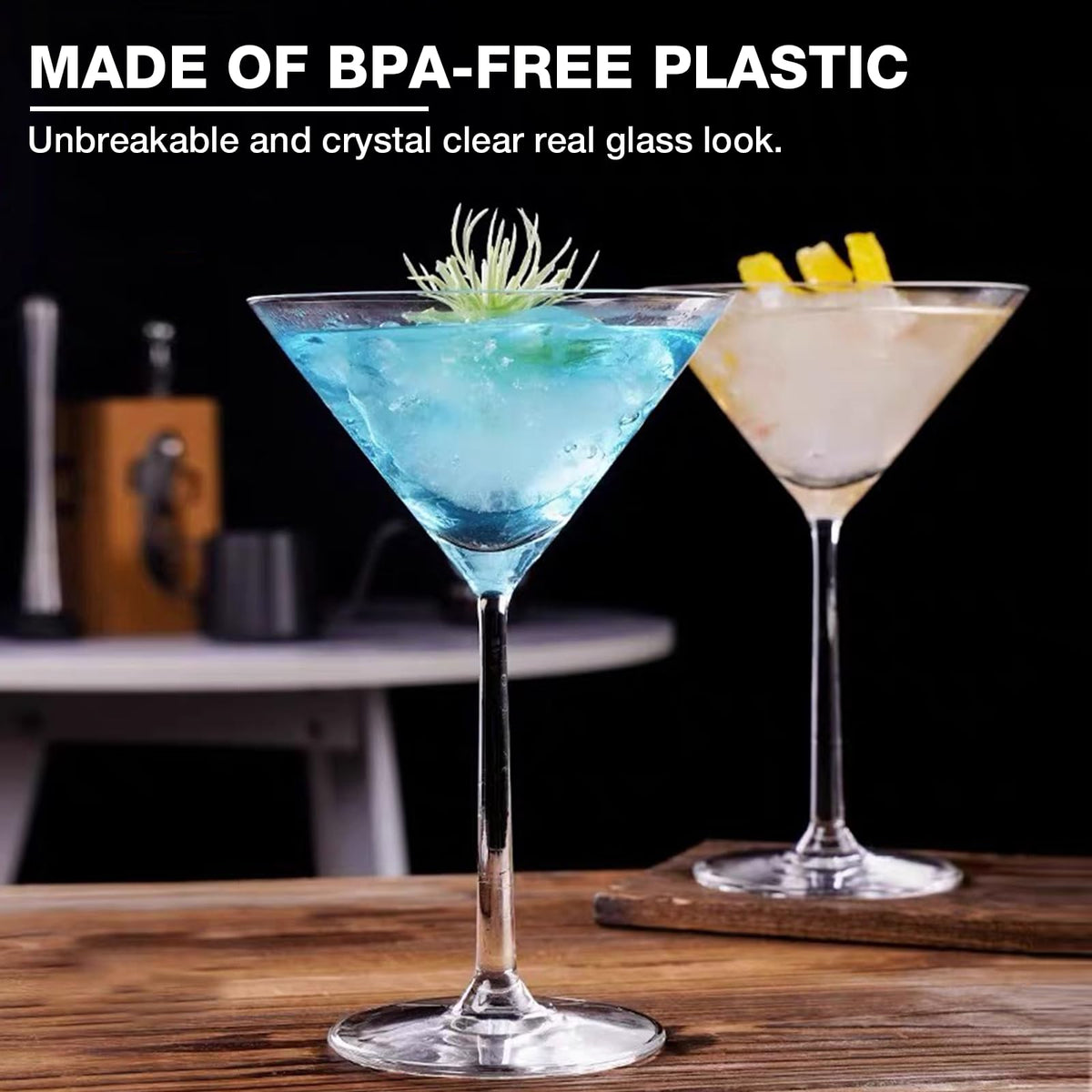 Clear 10 oz Plastic Martini Glasses Set of 6 D4902