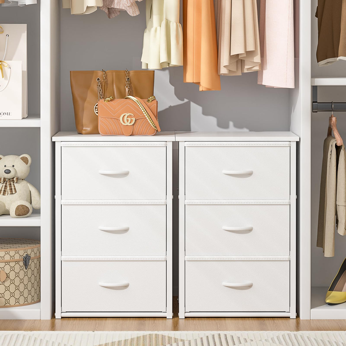 White 3 Drawer Stackable Storage Drawers L1848