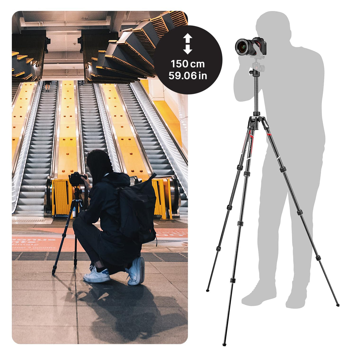 Camera Tripod Kit with Fluid Head and Twist Closure D845536
