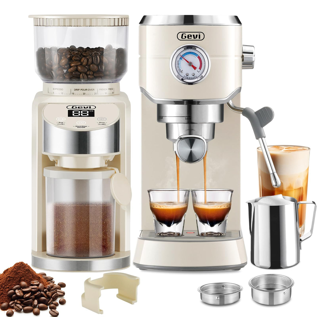 20 Bar Espresso Machine with Conical Burr Coffee Grinder N783080