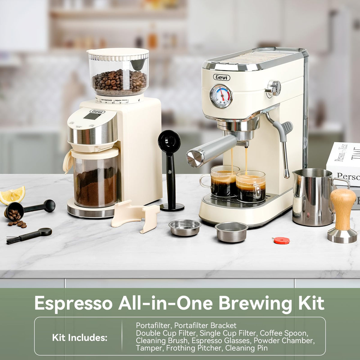 20 Bar Espresso Machine with Conical Burr Coffee Grinder N783080