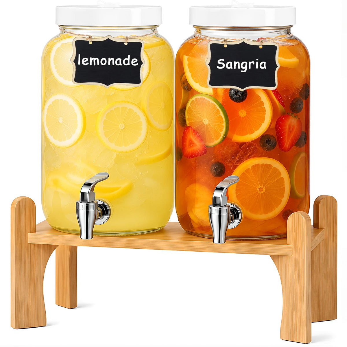 1 Gallon Glass Drink Dispensers with Spigot (2 Pack) C678831