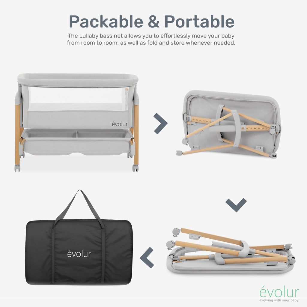 Portable Bassinet with Wheels and Storage Basket P674228