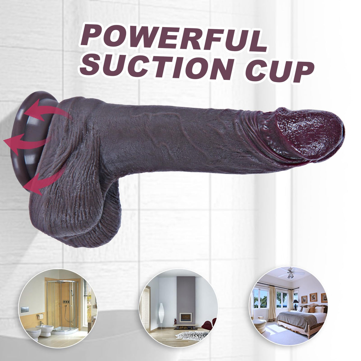 7.5" Black Silicone Dildo with Suction Cup H235918