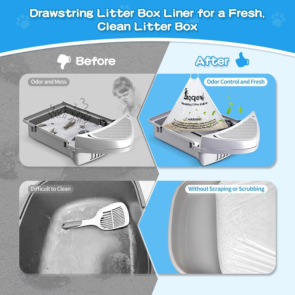 Litter Box Liners 100 Count Leak-Proof Drawstring Y643