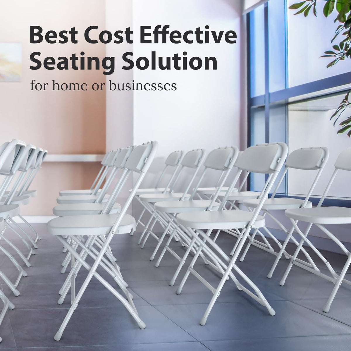 White Foldable Plastic Chair 9 Pack H314457
