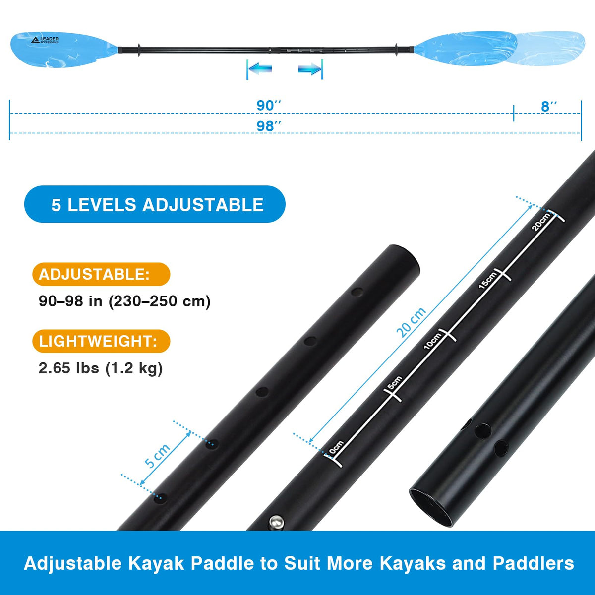 Adjustable Kayak Paddle 90-98in P26931