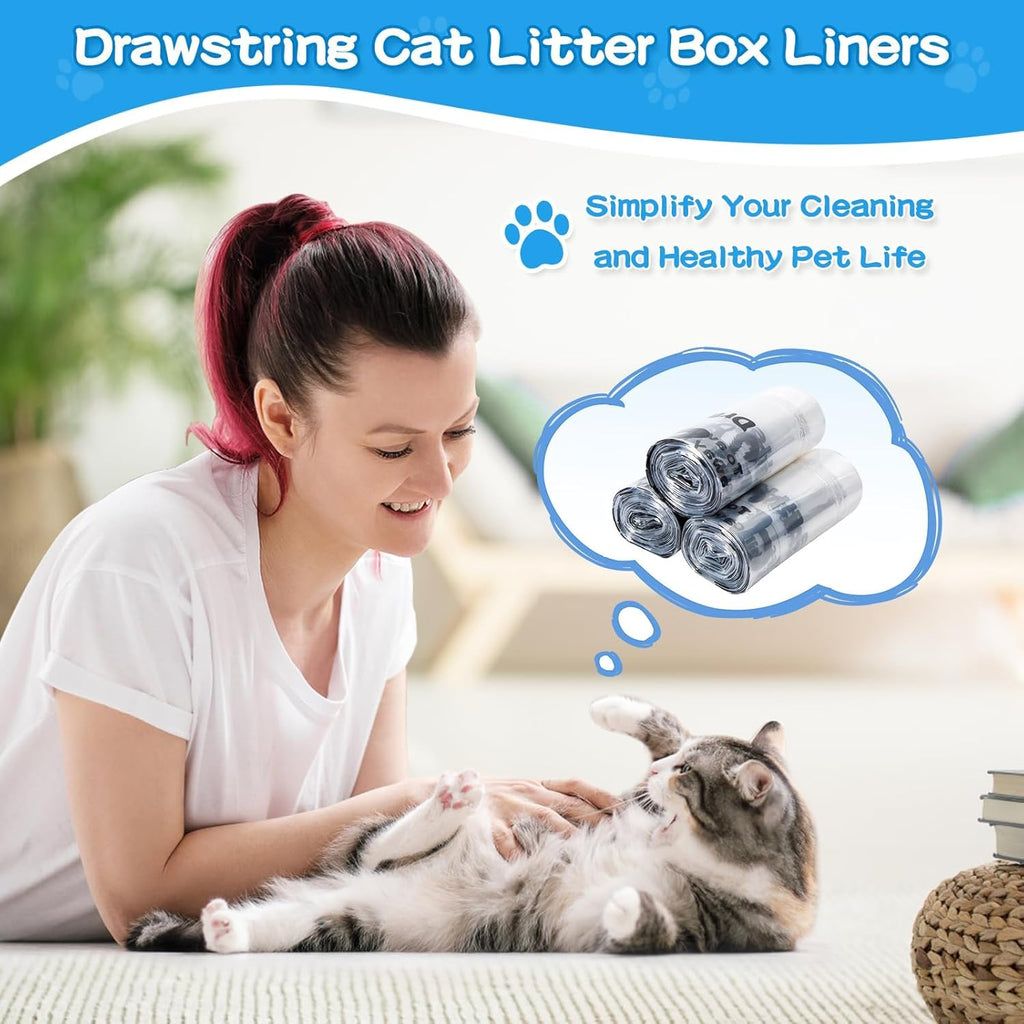 Litter Box Liners 100 Count Leak-Proof Drawstring Y643