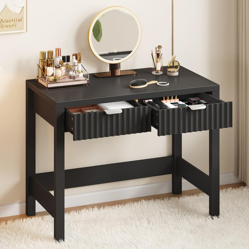 32 Inch Fluted Computer Desk with 2 Drawers K385208