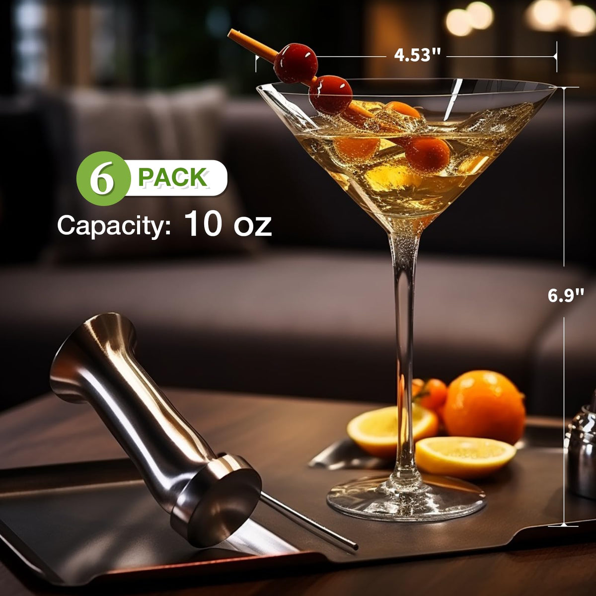 Clear 10 oz Plastic Martini Glasses Set of 6 D4902