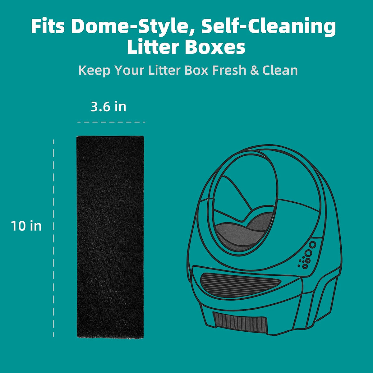 3.6" x 10" Carbon Filter Pads for Cat Litter Boxes S959795