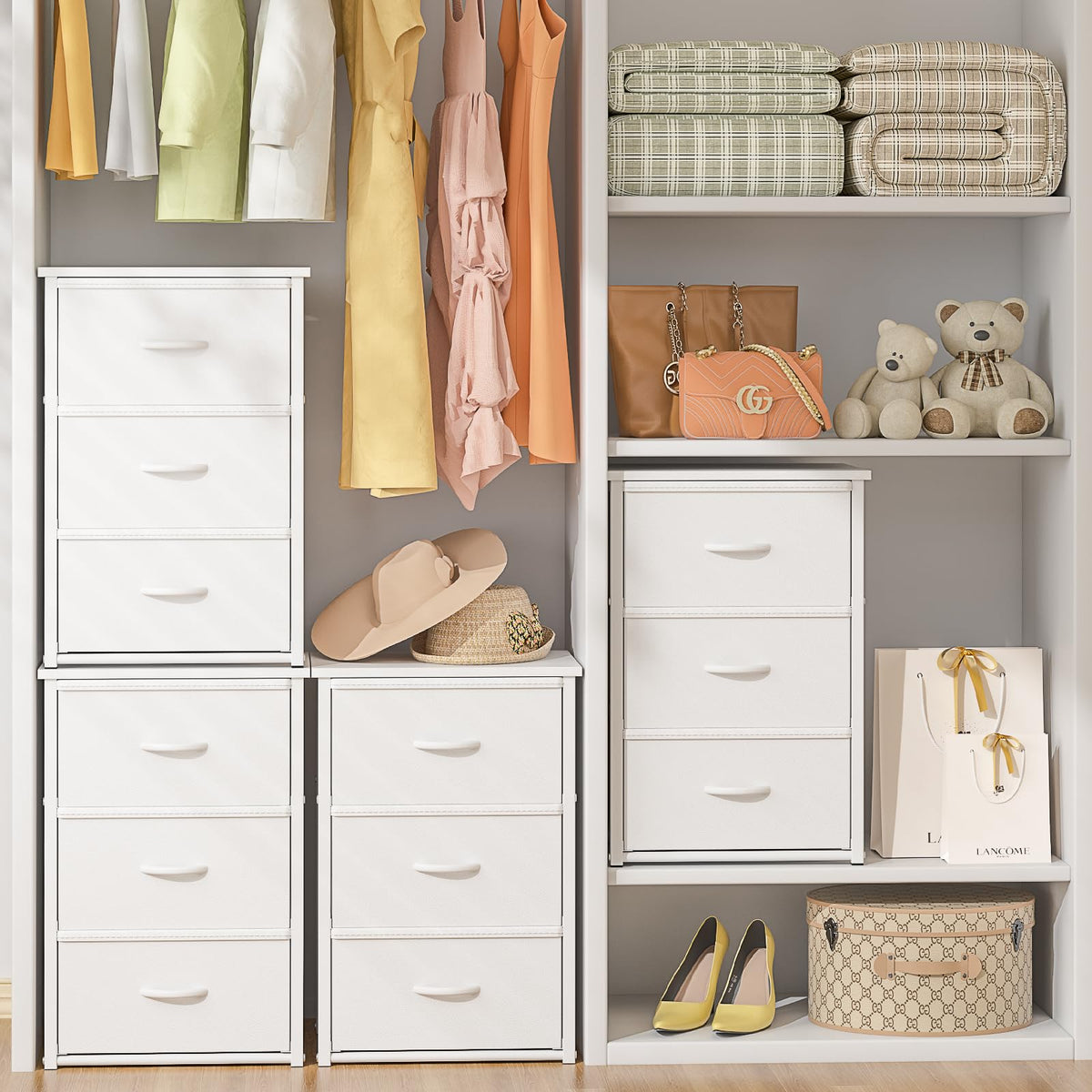 White 3 Drawer Stackable Storage Drawers L1848