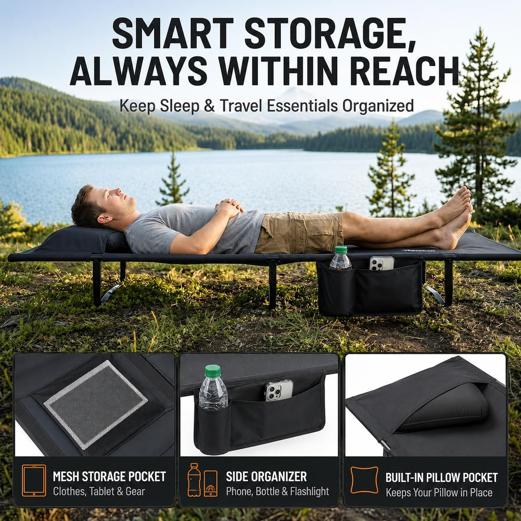 Portable Camping Cot with Pillow Pocket R16449