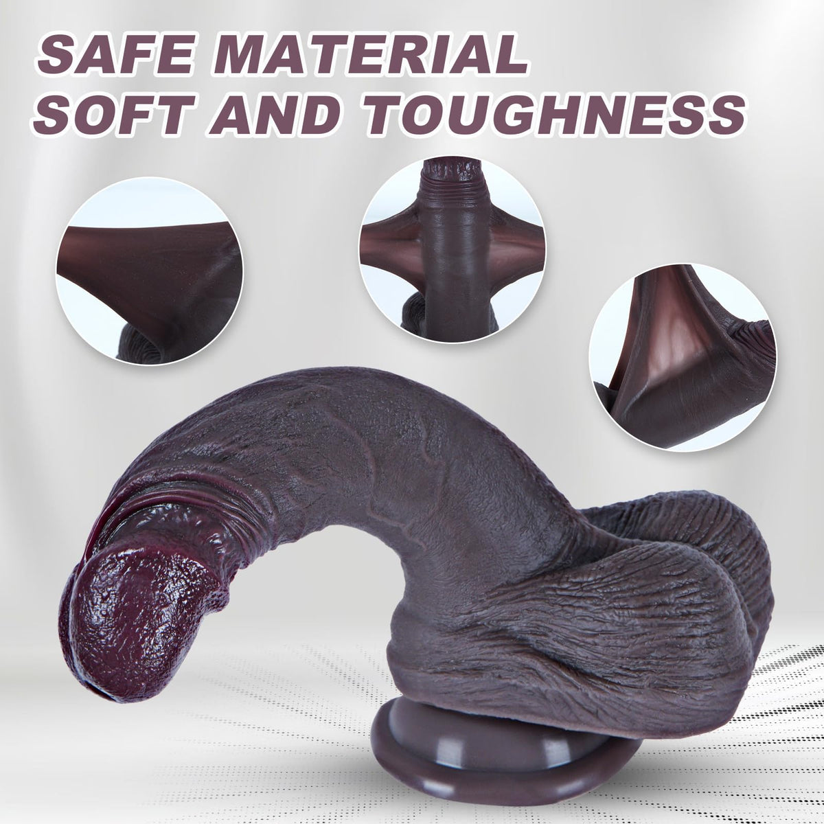 7.5" Black Silicone Dildo with Suction Cup H235918