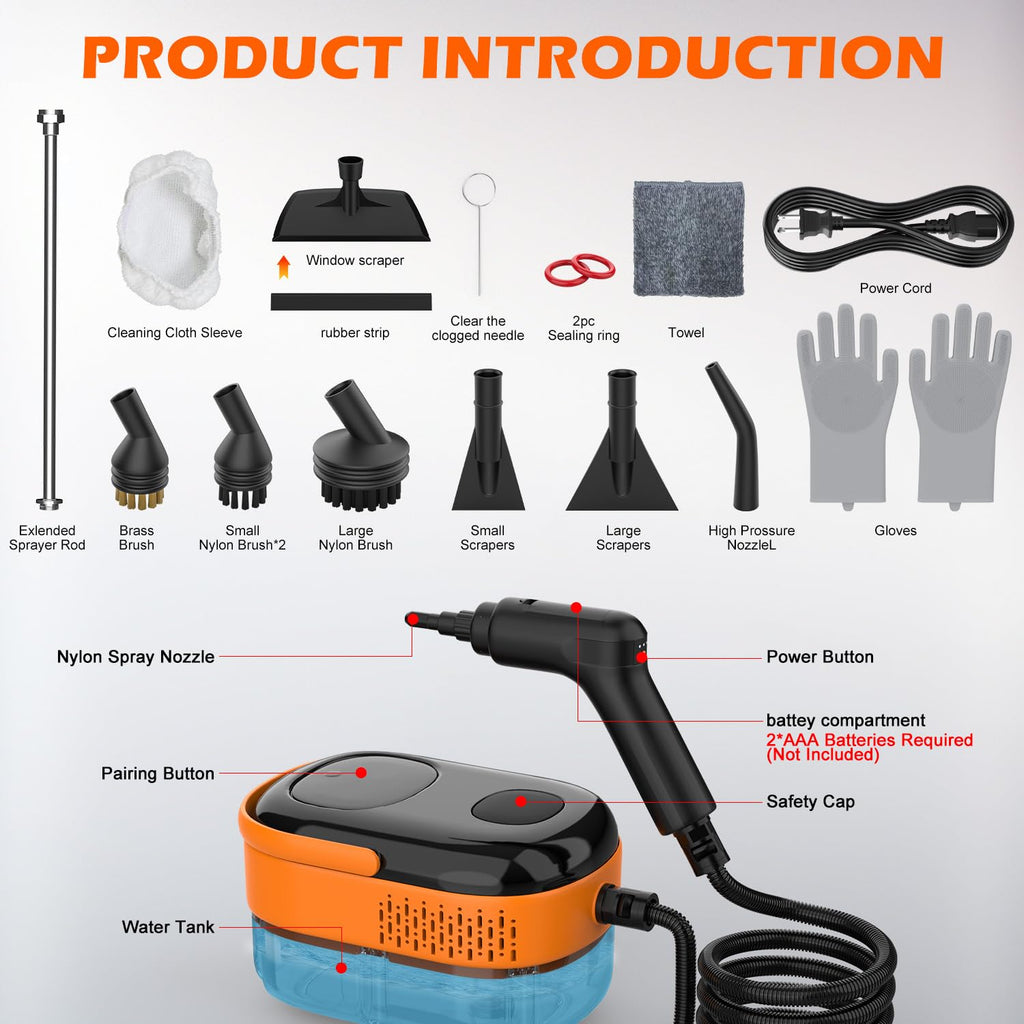 Portable Handheld Steam Cleaner with 16 Accessories D307322