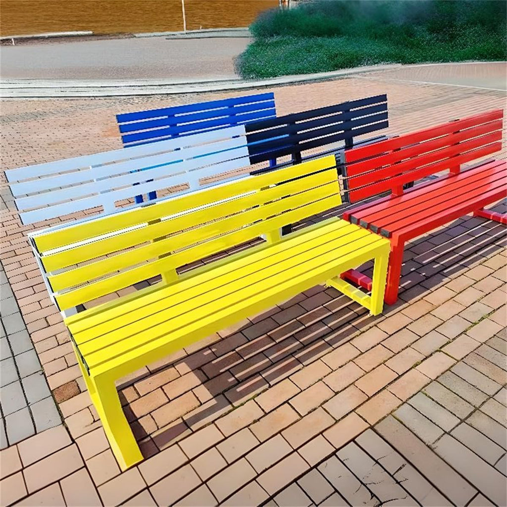 White Water-Resistant Alloy Patio Bench with Back L8257