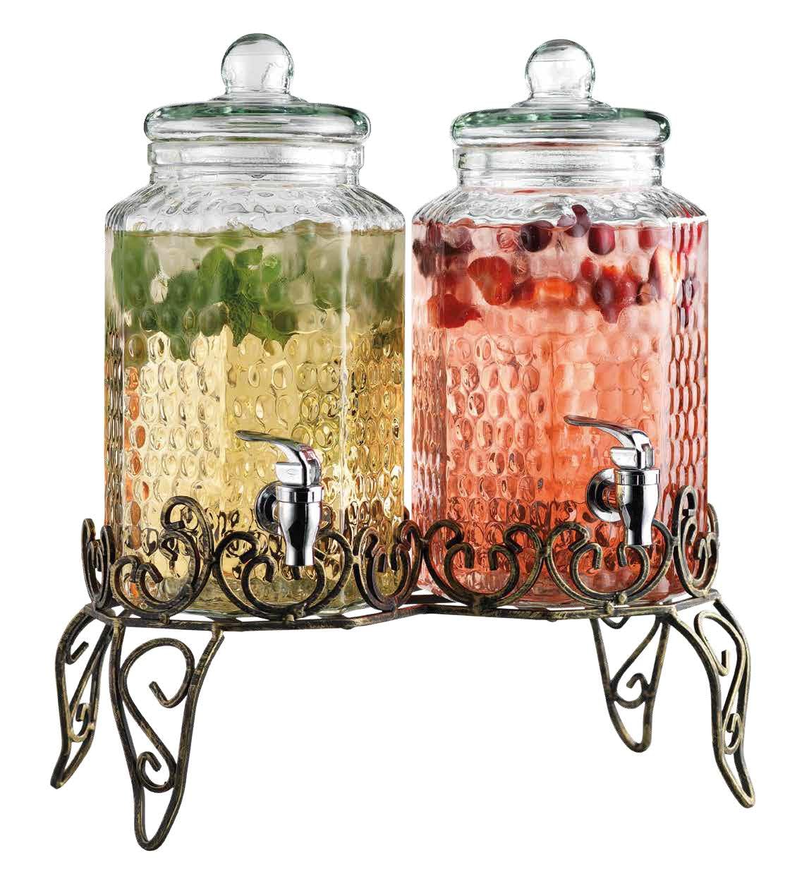 1 Gallon Glass Beverage Dispenser with Spigot Set of 2 E691725