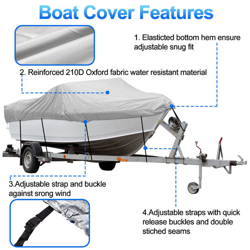 14-16 Ft Trailerable Waterproof Boat Cover D386
