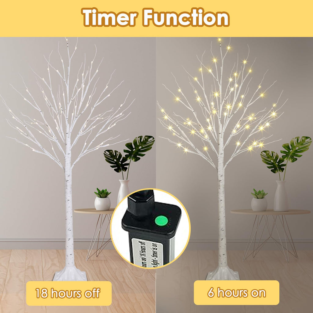 2 Pack 4FT Lighted Birch Trees J70868