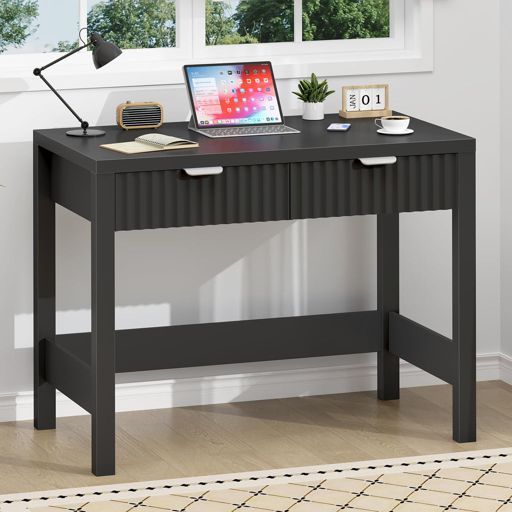 32 Inch Fluted Computer Desk with 2 Drawers K385208