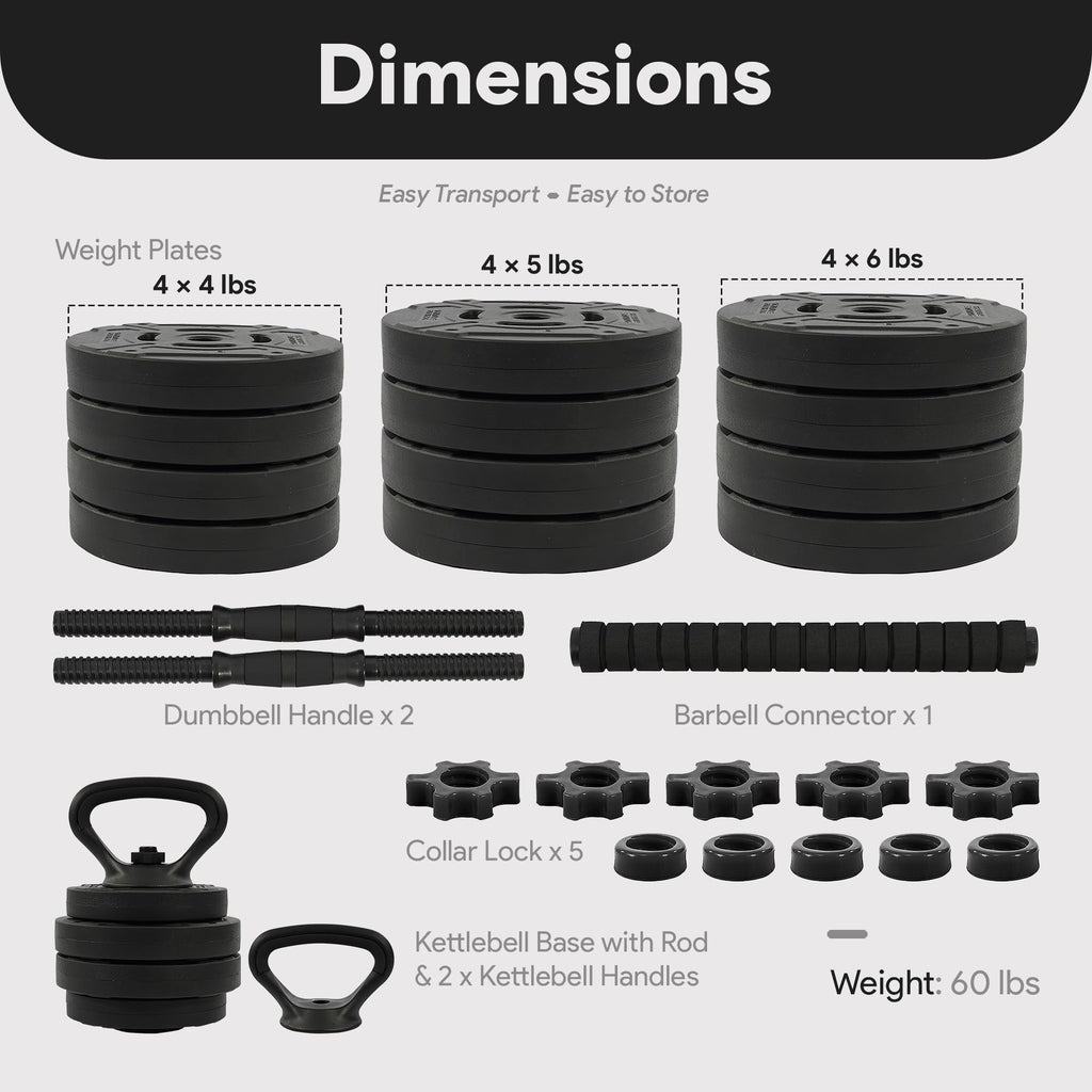 Adjustable Dumbbell Set 60 Lbs Black N638023