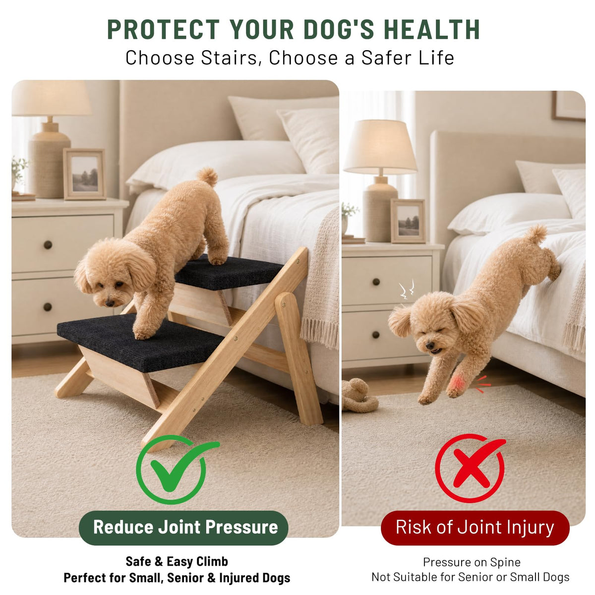 Wooden 2-in-1 Foldable Pet Stairs & Ramp Z869