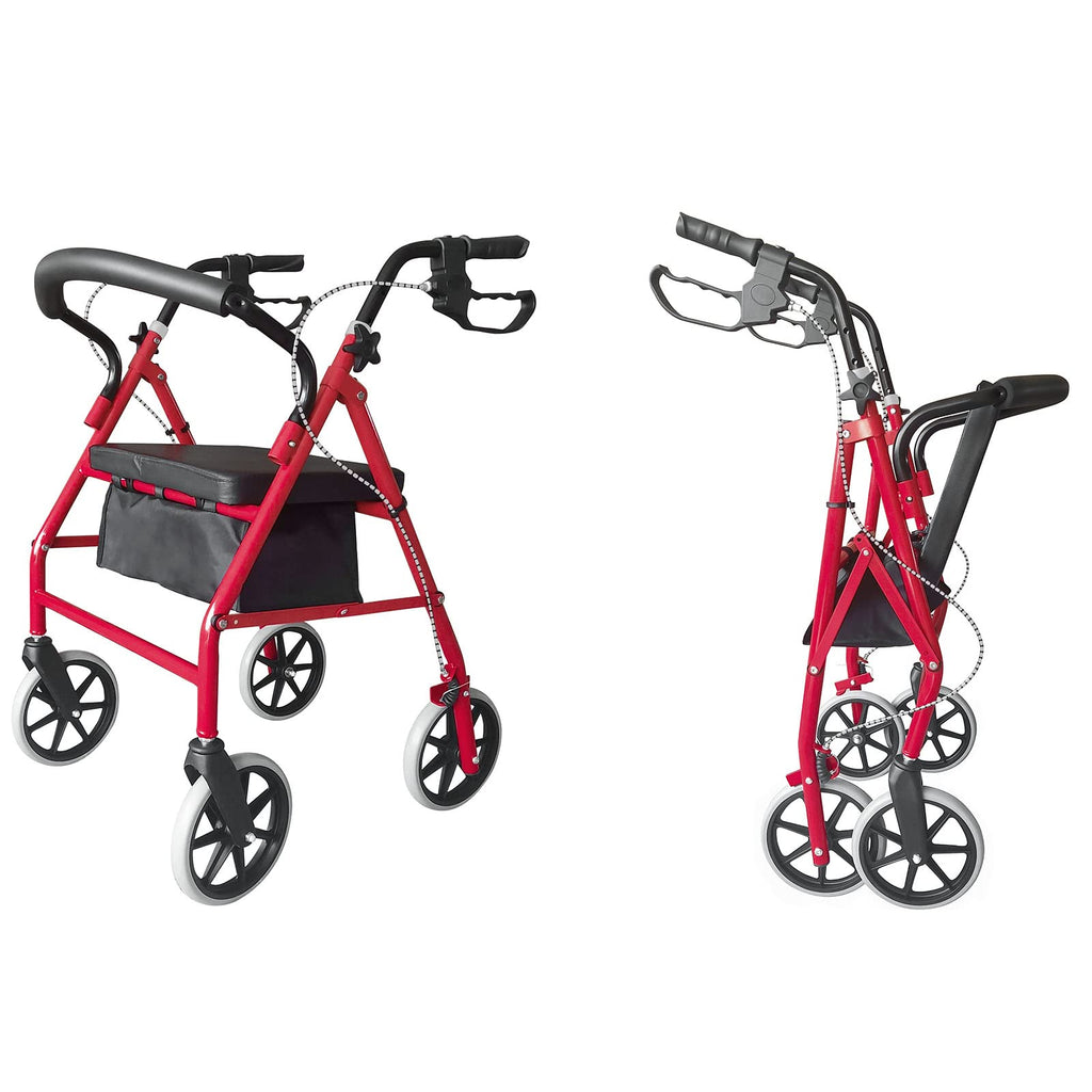 Height Adjustable Rolling Walker with Wheels and Seat S3374