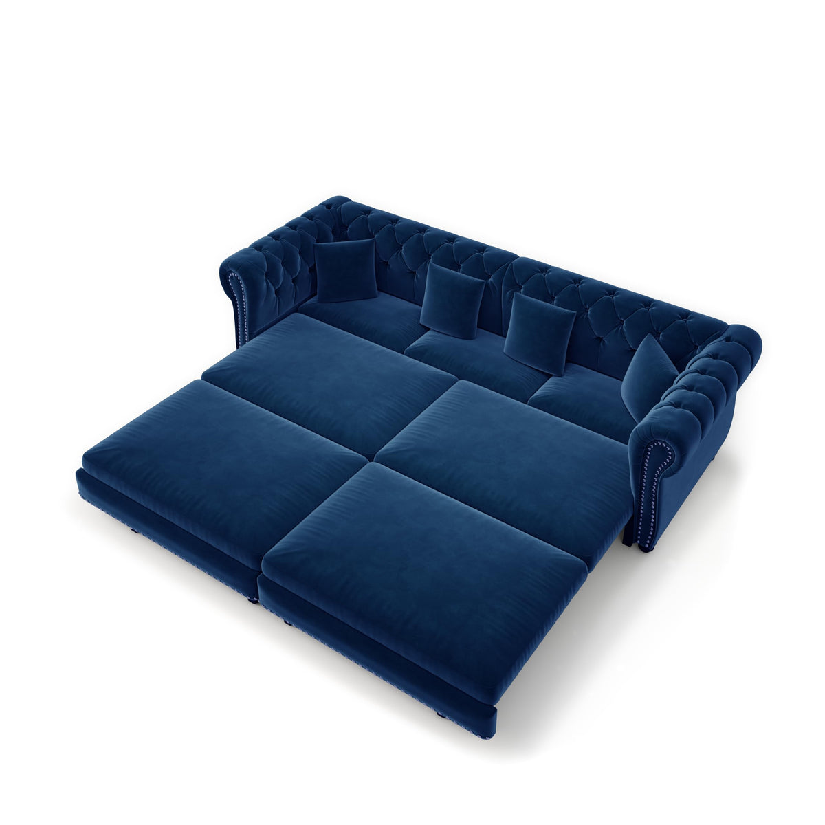 Blue Velvet King Size Sleeper Sofa P7081