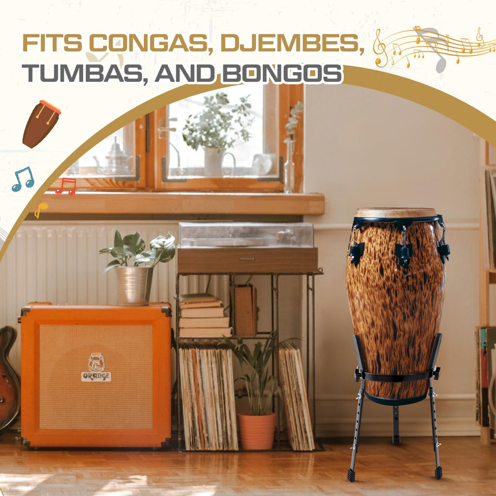 2 Pcs Black Adjustable Conga Drum Stand E594628
