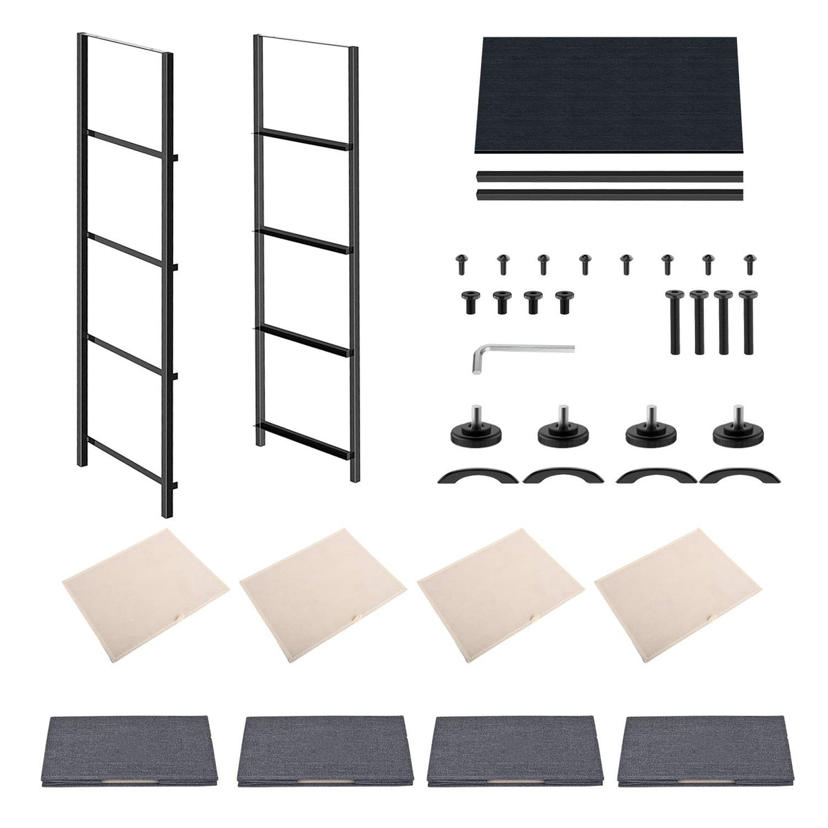 Black Grey 4 Drawer Fabric Storage Dresser W622984