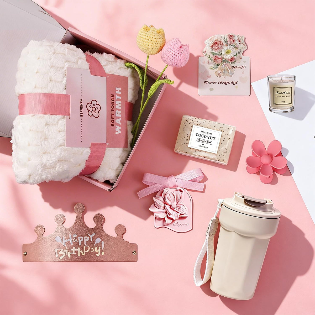 10 Pc Birthday Gift Basket Set with Blanket K60425