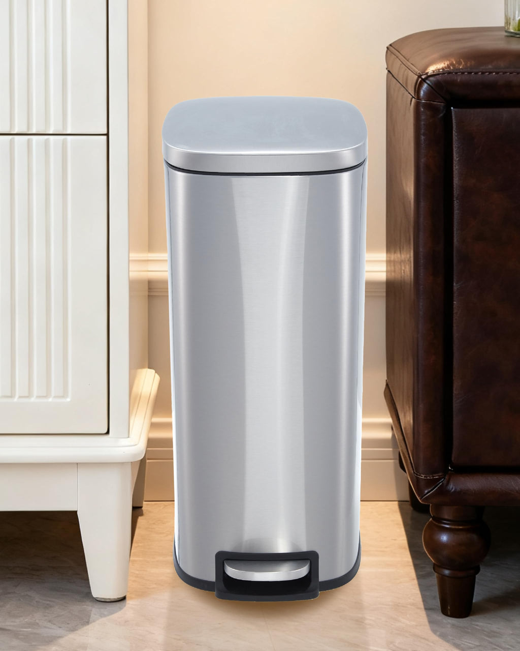Stainless Steel Vertical Arc Trash Can 50L G33037