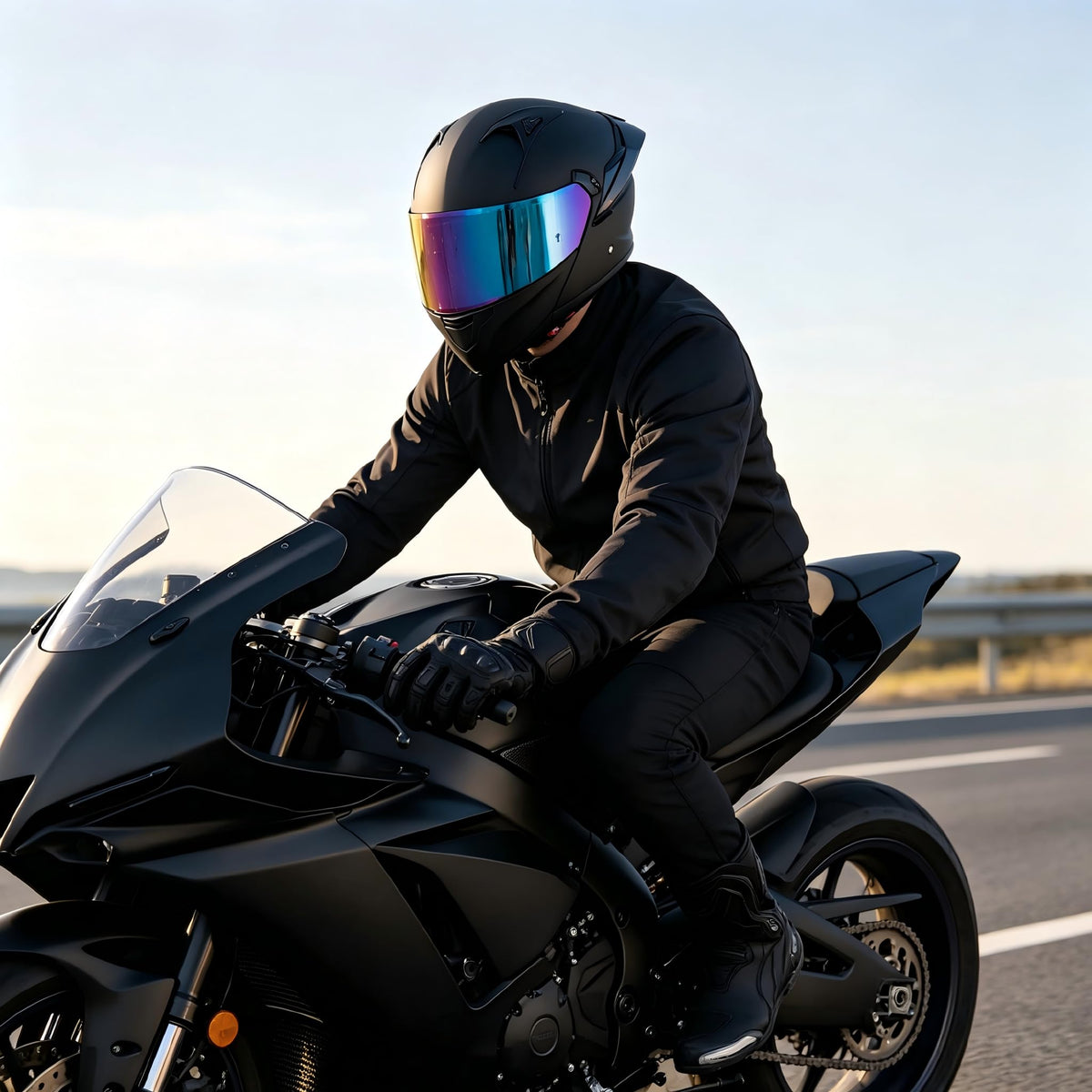 Modular Motorcycle Helmet Dual Visor Flip Up Full Face Matte Black XXL H9510