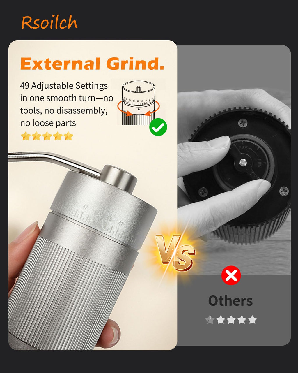 Manual Stainless Steel Conical Burr Coffee Grinder N50897