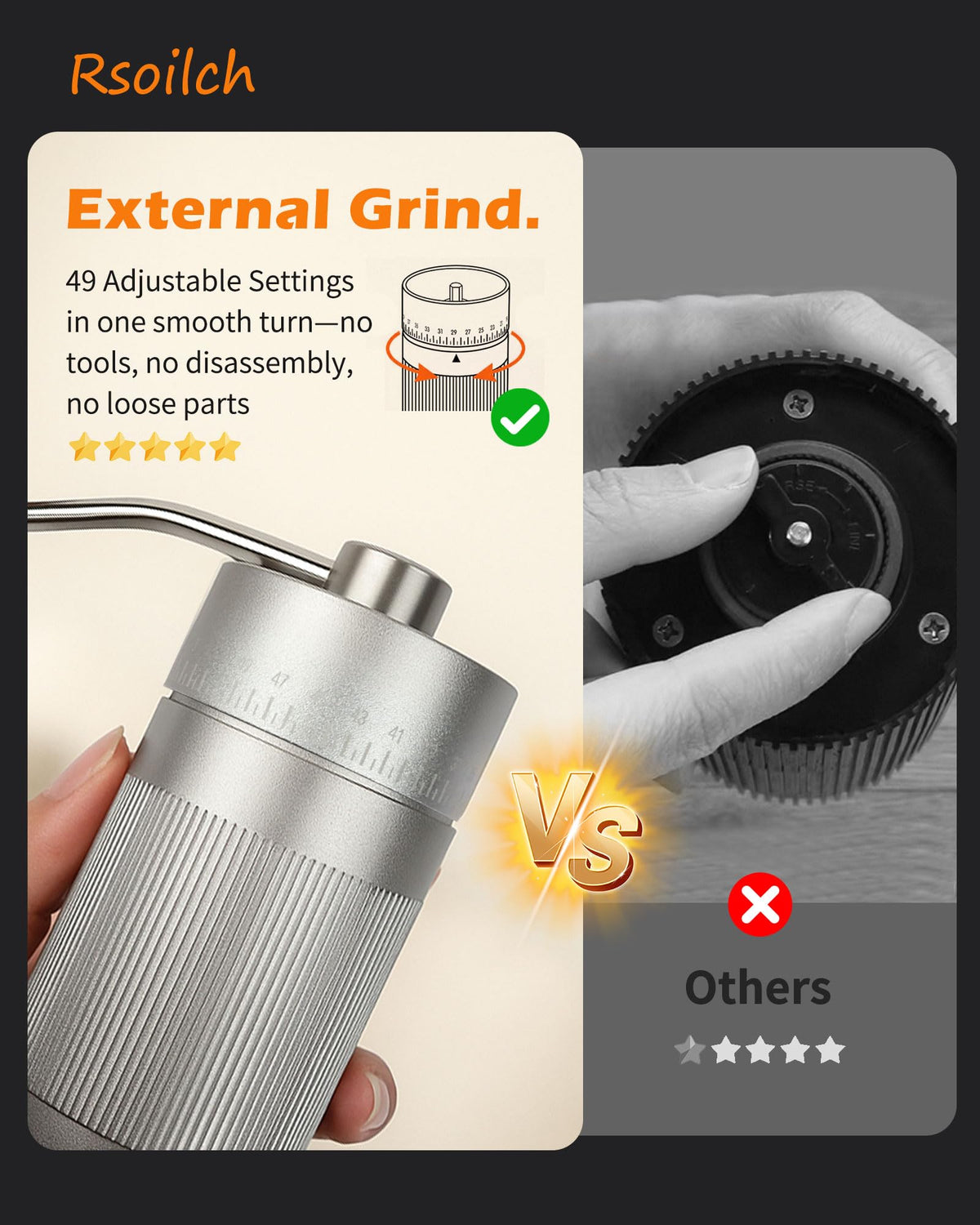 Manual Stainless Steel Conical Burr Coffee Grinder N50897