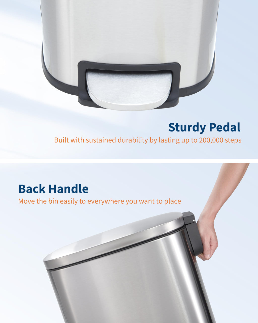 Stainless Steel Vertical Arc Trash Can 50L G33037
